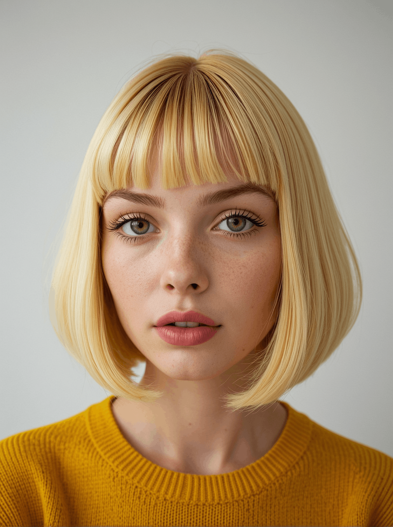 Golden Hour Beauty — Yellow Bob Editorial Portrait