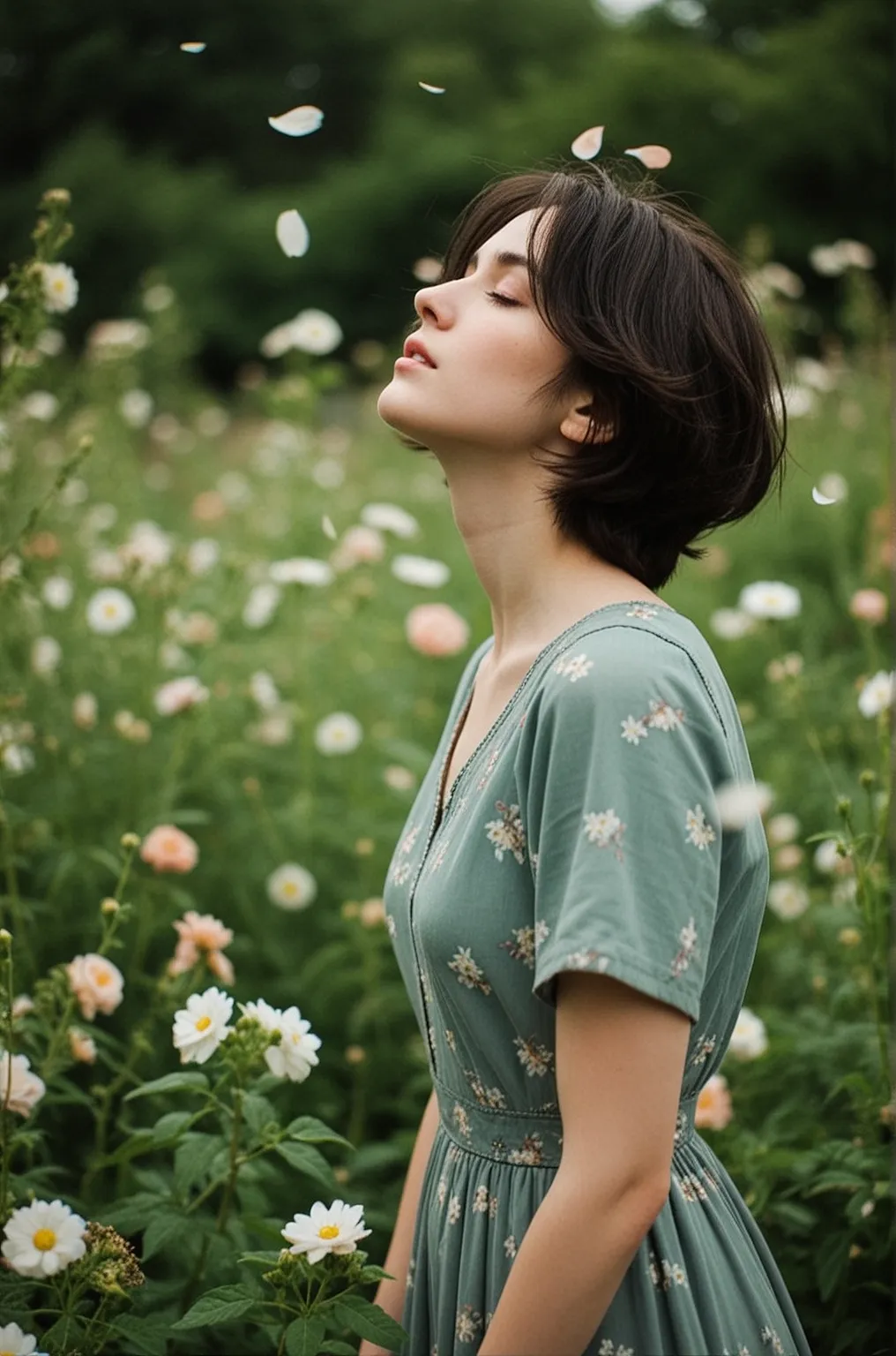 Petals in the Breeze — Ethereal Garden Fine-Art Portrait
