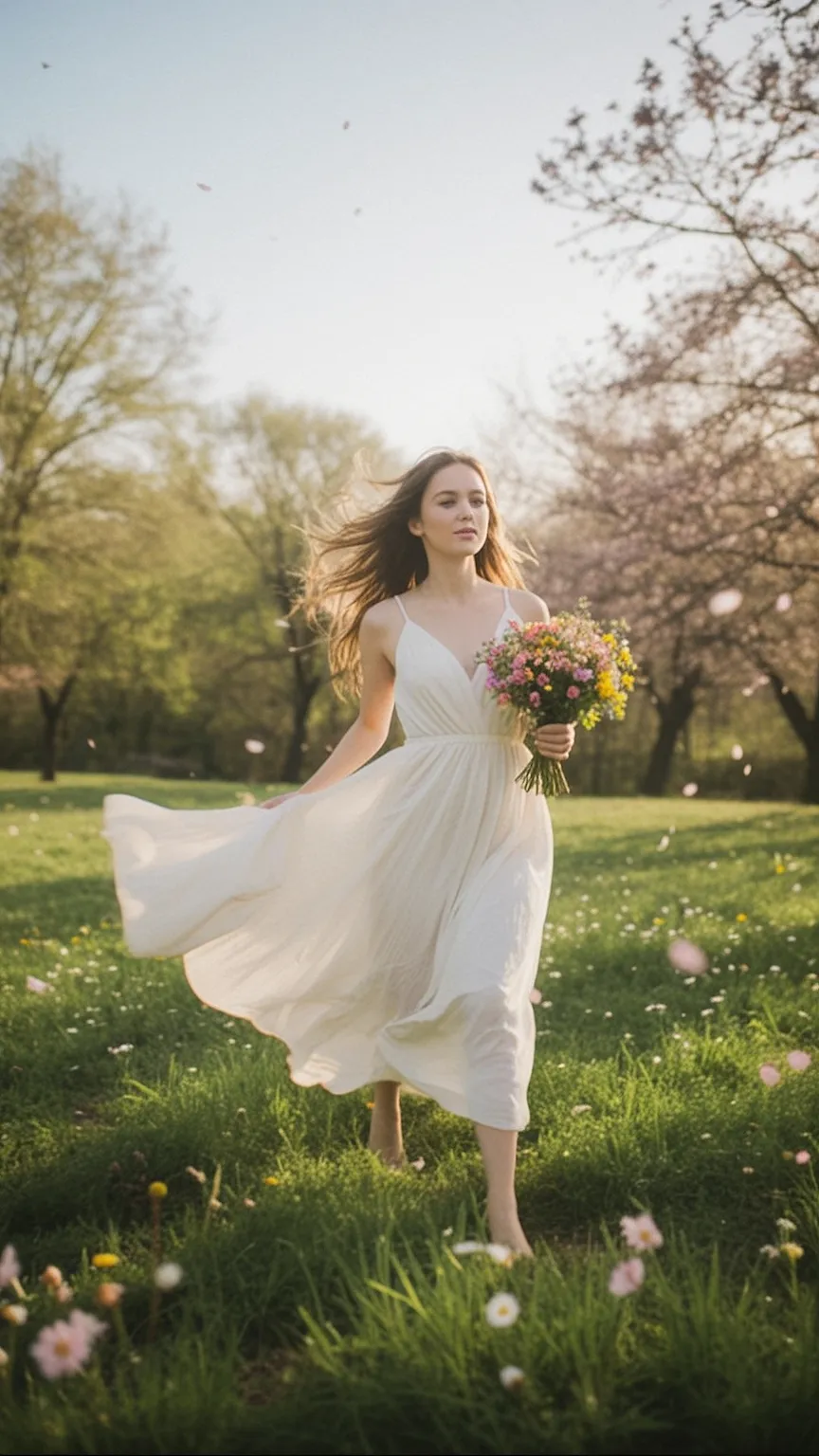 Dreamlike Her — Slow-Shutter Garden Motion Series