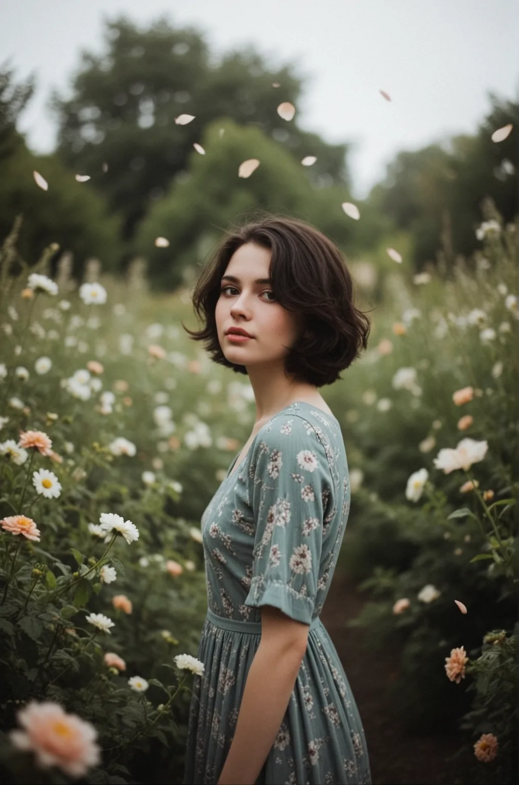 Petals in the Breeze — Ethereal Garden Fine-Art Portrait