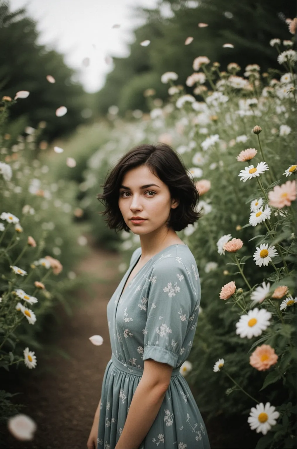 Petals in the Breeze — Ethereal Garden Fine-Art Portrait