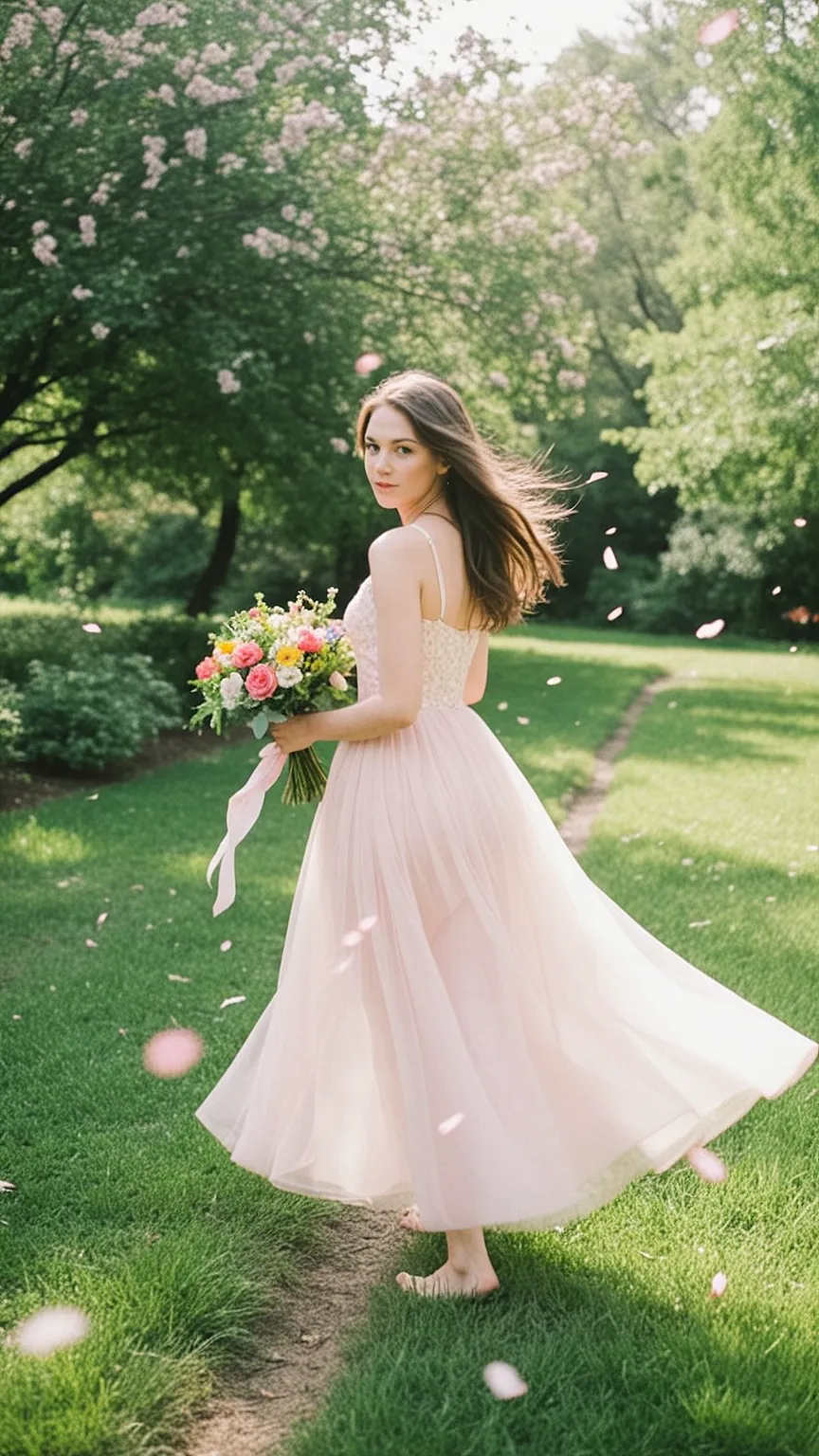 Dreamlike Her — Slow-Shutter Garden Motion Series