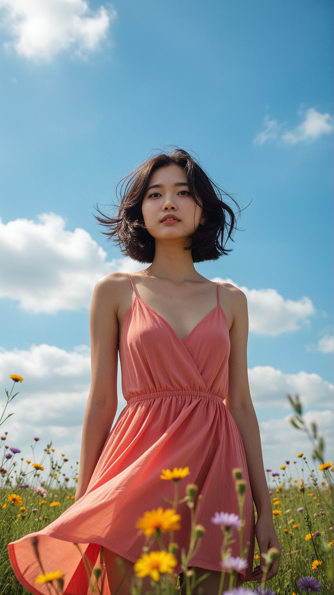 Summer Breeze in Coral — Wildflower Portrait