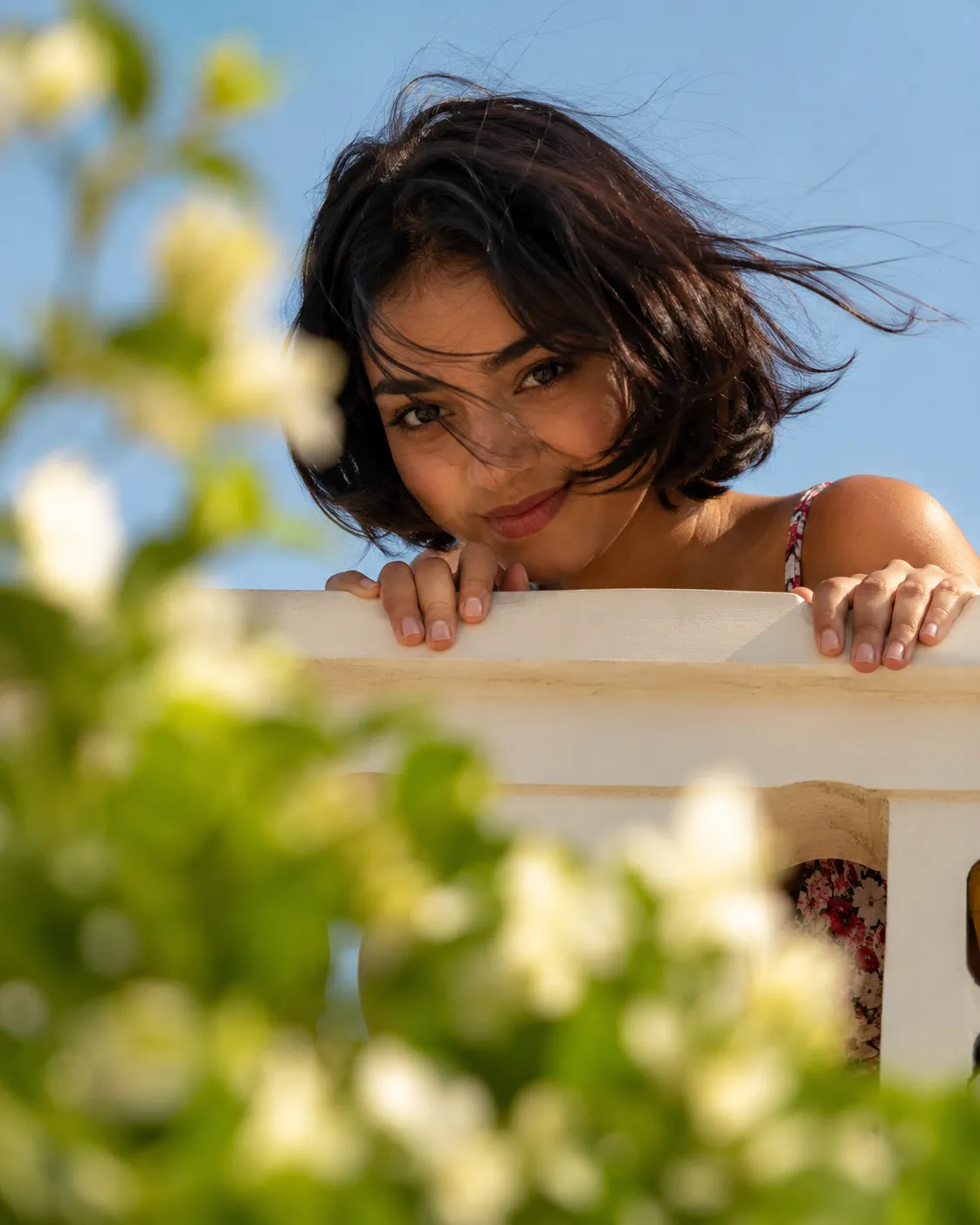 Balcony Peek — Intimate Spring Portrait